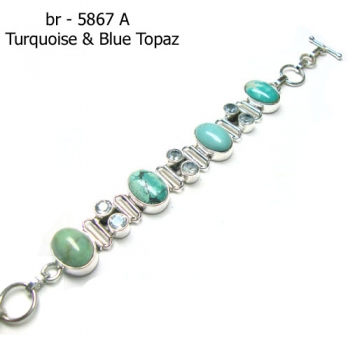925 sterling silver blue tibet turquoise bracelet